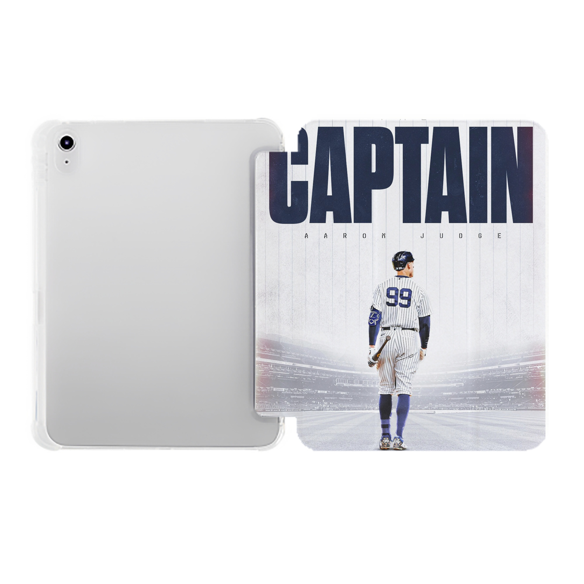 Aaron Judge Yankees Captain Premium Tri-Fold PU Leather & Silicone IPad Case With Pencil Slot – Fits 9.5,10.5,10.9 – Adjustable Stand, Slim, Protective